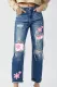 Spring Floral Graphic Cut-out Shift Casual Ripped Jeans