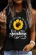 Sunshine Sunflower Round Neck Casual Tank Tops