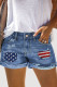 American Flag Ripped Casual Denim Shorts