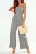 Solid Cut-out Shirred Shift Casual Jumpsuits