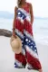 American Flag Stripe Backless Pocket Shift Casual Jumpsuits