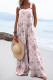 Pink Floral Fragmented Flowers Shift Casual Jumpsuits