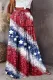 American Flag Frill Tiered Drawstring Waist Maxi Skirt