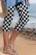 Checkerboard Graphic Elastic Waist Casual Leggings