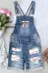 Personalized Custom Number Baseball Graphic Basic Ripped Overalls Shorts