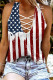 American Flag V Neck Hollow Out Keyhole Neck Tank Tops