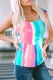 Striped Colorblock Knot Squarecollar Sheath country Casual Tank Tops