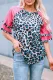 Layered Ruffle Sleeves Patchwork Leopard Print Blouse