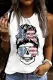 American Flag Round Neck Casual Tank Tops