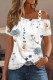 Floral Chain Strap Asymmetrical Neck Shift Casual T-Shirts