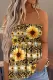 Sunflower Leopard Graphic Shirred Fit and Flare Tank Tops