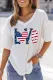 American Flag Patchwork Asymmetrical Round Neck Shift Casual T-Shirts