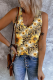 Sunflower Floral V Neck Casual Tank Tops