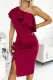 Ruffled One Shoulder Ruched Slit Bodycon Dress