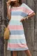 Striped Color Block Loose Fit 3/4 Sleeve Dress