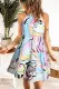 Abstract Print Sleeveless Tiered Flowy Dress