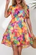Summer Floral Print V Neck Short Sleeve Dress