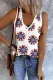 American Flag Floral V Neck  Casual Tank Tops