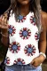 American Flag Sunflower Floral Round Neck Shift Casual Tank Tops