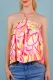 Floral Abstract Decoration Halter Shift Casual Tank Tops