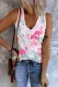 Flamingo Floral Graphic V Neck Casual Tank Tops