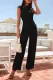 Solid Cut-out Round Neck Sheath Work Elegant Jumpsuits