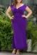Plus Size Fit and Flare Pleated V Neck Maxi Dress
