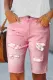 Pink Floral Shift Casual Denim Bermuda Shorts