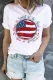 American Flag Letter Round Neck Shift Casual T-Shirts
