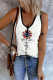 American Flag Sunflower Graphic V Neck Casual Tank Tops