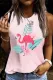 Flamingo Floral Round Neck Casual Tank Tops