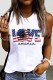 American Flag Round Neck Shift Casual Tank Tops