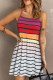 Striped Knot Shirred Backless Flared Sexy Dresses