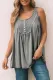 Colorblock Lace Button Round Neck Shift Casual Western Tank Tops
