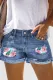 Floral Casual Non-elastic Denim Shorts