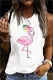 Pink Flamingo Graphic Round Neck Shift Casual Tank Tops