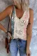 Vintage Stitching Floral Graphic V Neck Shift Casual Tank Tops