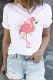 Flamingo Floral  Round Neck Casual T-Shirts