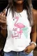 Pink Flamingo Round Neck Shift Casual Tank Tops