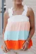 Patchwork Ruffle Straps Sheath Basic country Tank Tops