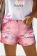 Custom Name Pink Flamingo Graphic Ripped Casual Denim Shorts