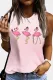 Pink Flamingo Graphic Round Neck Casual Tank Tops