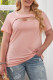 Solid Cut-out Round Neck Sheath Basic Plus Size T-Shirts