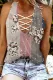 Floral Striped V Neck Shift Casual Tank Tops
