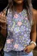 Morning Glory Floral Graphic Round Neck Casual Tank Tops