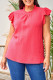 Solid Ruffle High Neck Shift Casual Elegant Plus Size Blouses