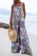 Purple Floral Sleeveless Casual Jumpsuits