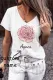 Floral Graphic V-neck Loose T-shirt