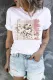 Stitching Floral Striped Pattern Round Neck Shift Casual T-Shirts
