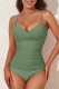 Wrapped V Neck Adjustable Straps Cut-Out Tankini Top